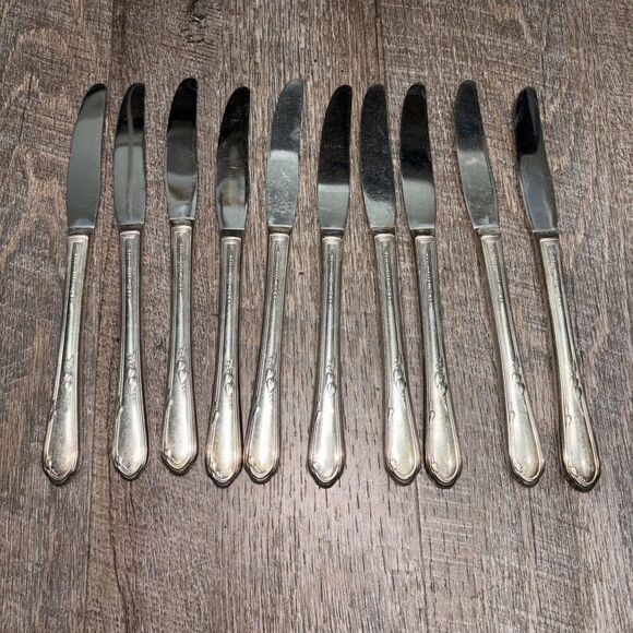 William A Rogers Silver Stainless Butter Knifes 10 Piece Set Vintage Replacement - Picture 3 of 5